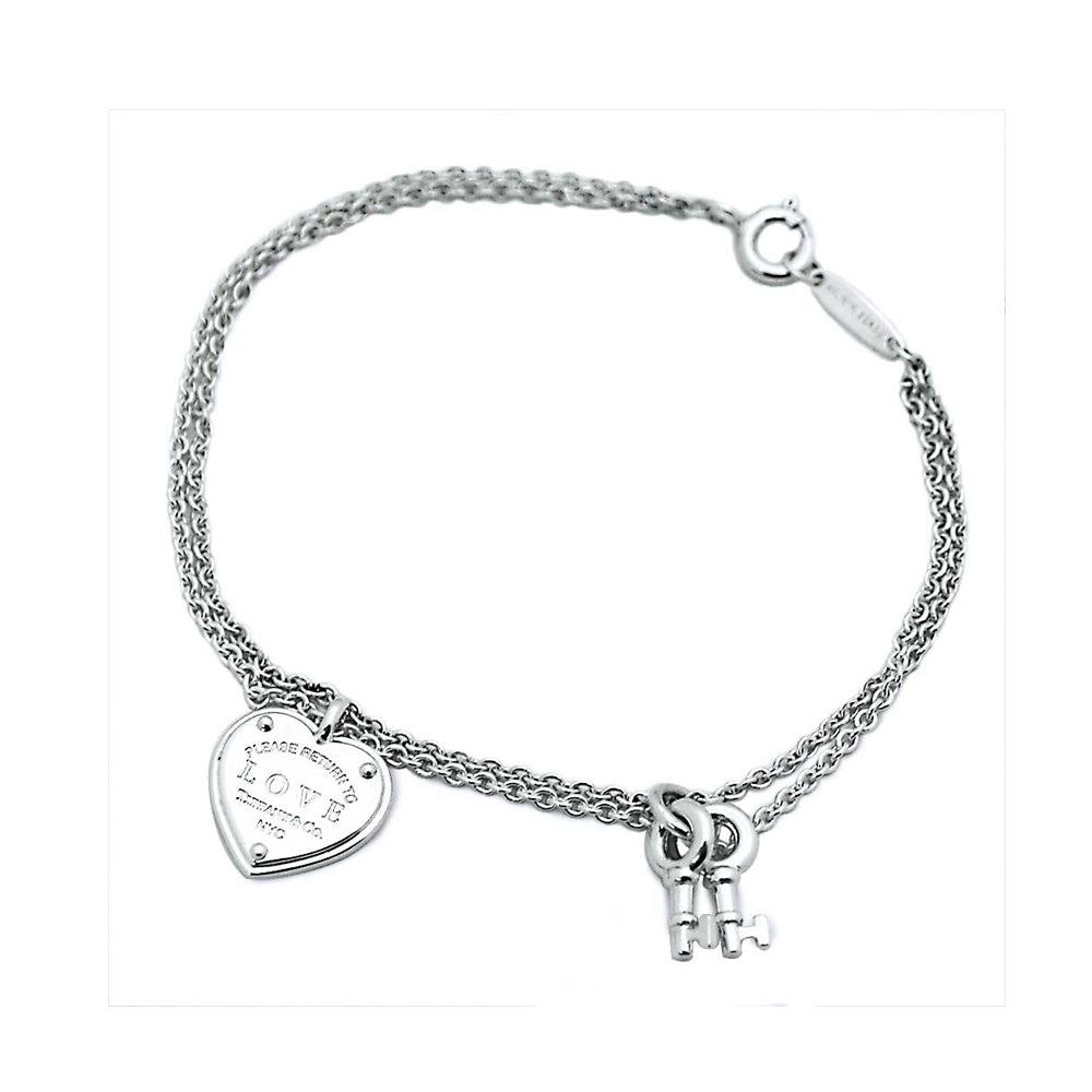 18K T Heart Tag Key Bracelet