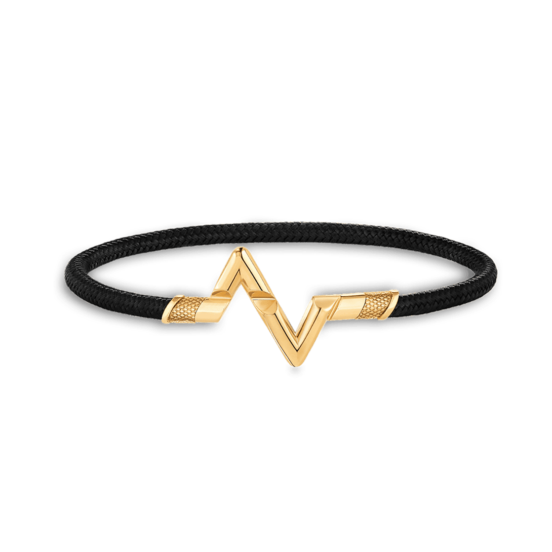 18K Louis Volt Upside Down Play Black Bracelet