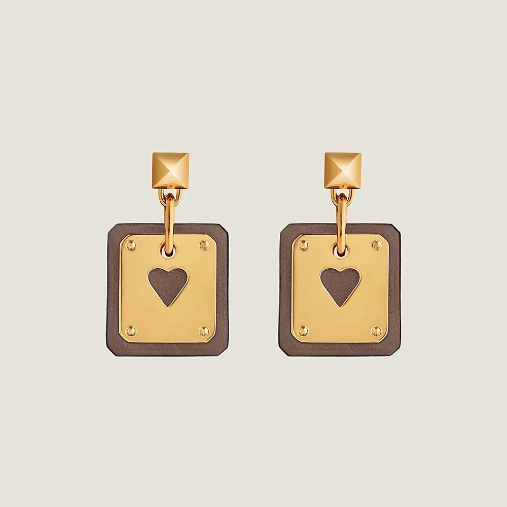 18K As De Coeur Brown H Earrings