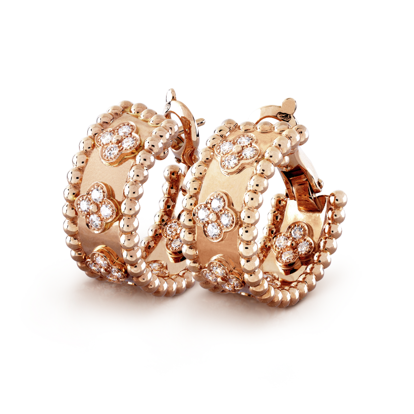 18k Van Cleef & Arpels Perlée Clovers Hoop Earrings
