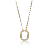 18K T Lock Pendant Pave Diamonds Necklace