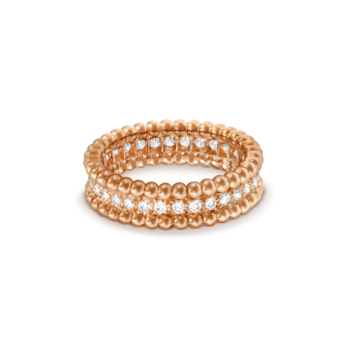 18K Rose Gold Perlée Diamonds Ring