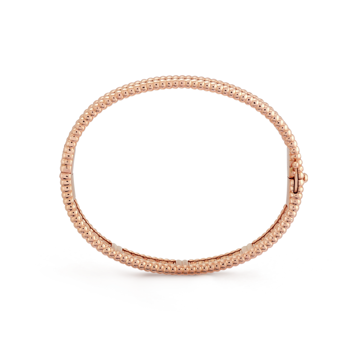 18K Rose Gold Perlée Diamonds Three Rows Bracelet