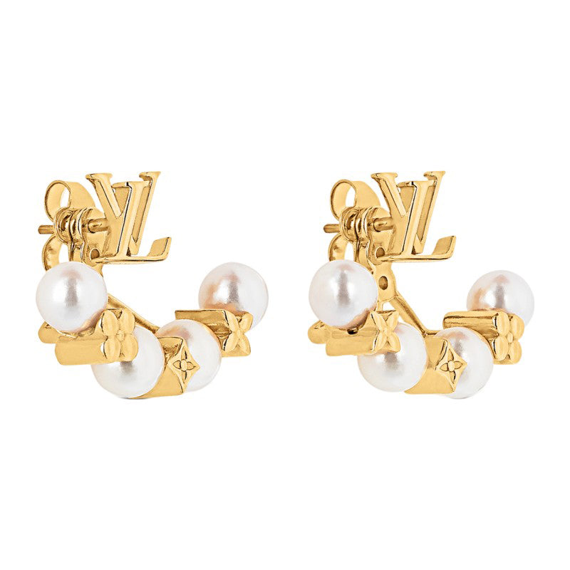 18K Louis Monogram Pearls Earrings