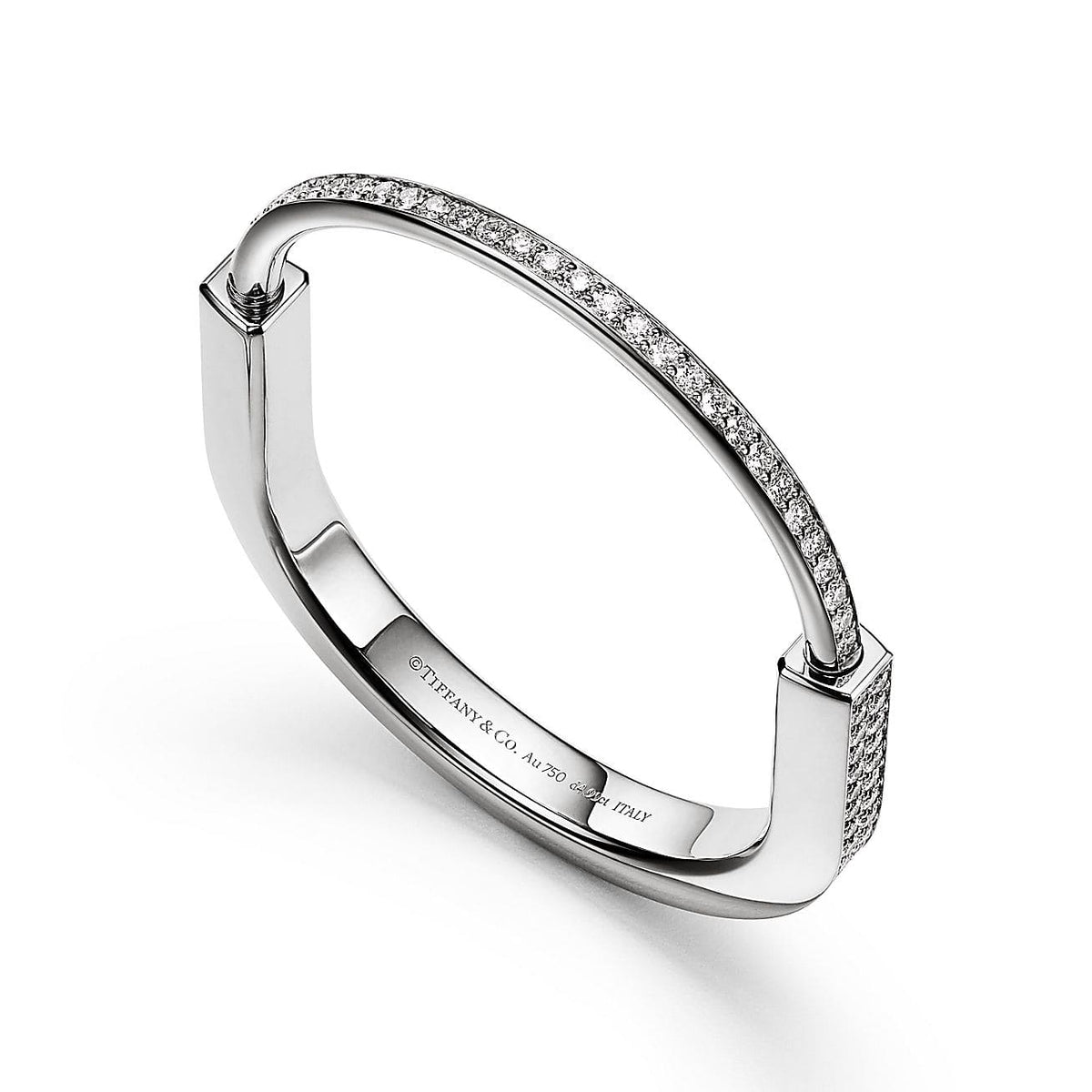 18K T Lock Bangle Full Pave Diamonds Bracelet