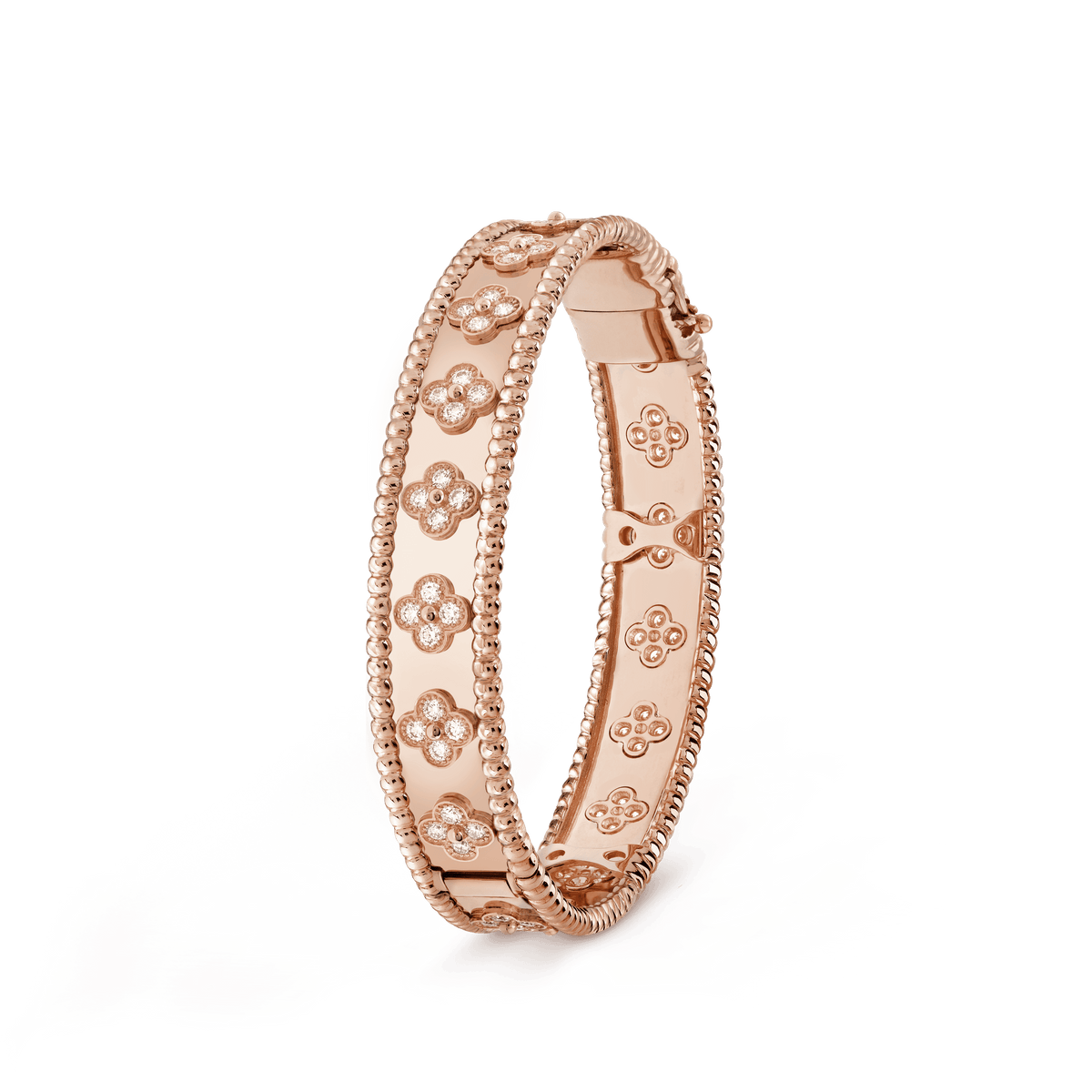 18K Rose Gold Perlée Clovers Bracelet