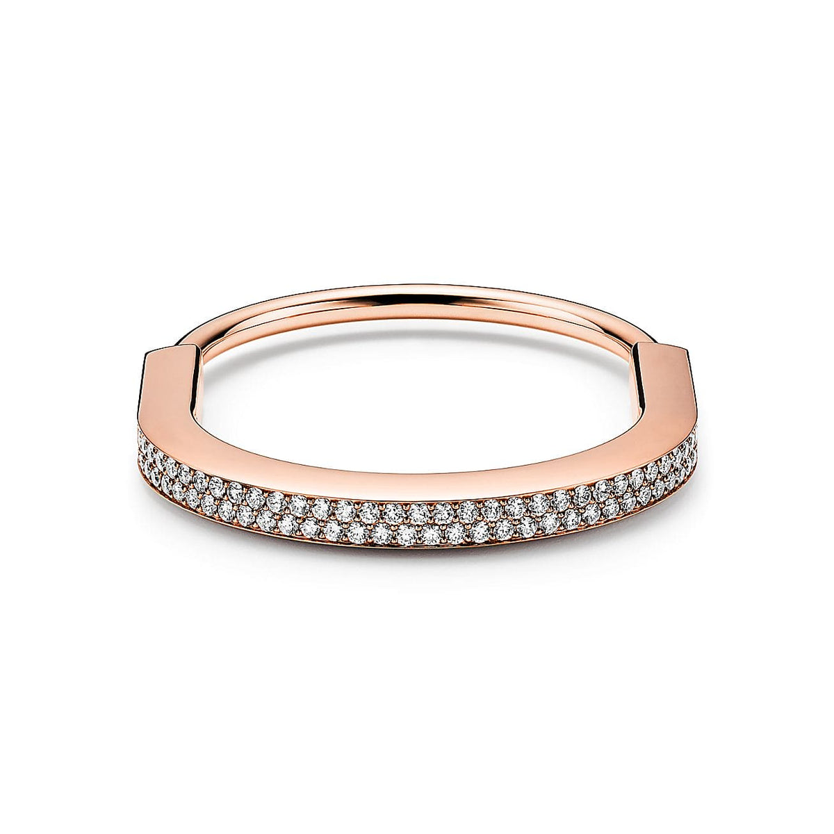 18K T Lock Bangle Full Pave Diamonds Bracelet