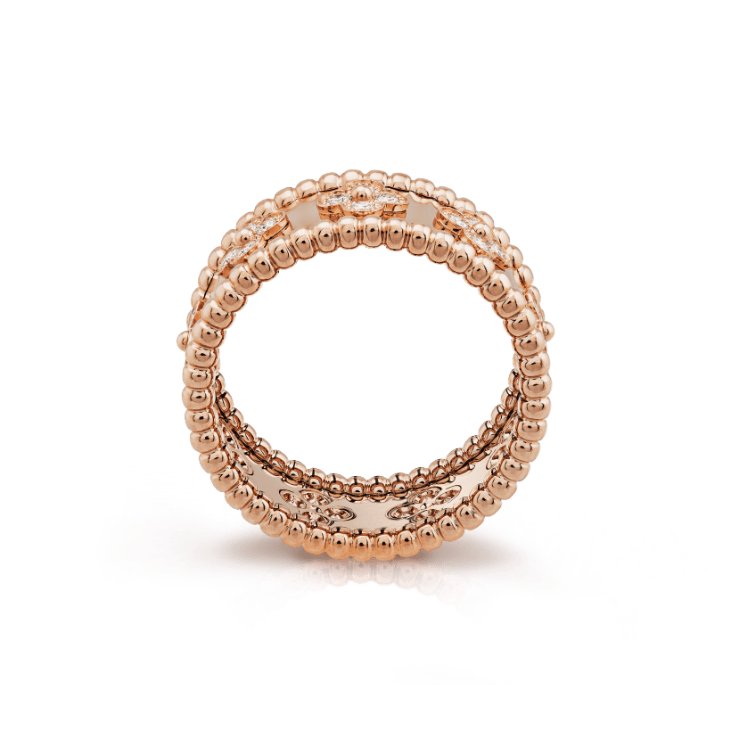 18K Rose Gold Perlée Clovers Ring