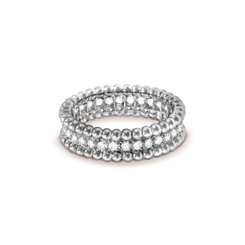 18K White Gold Perlée Diamonds Ring