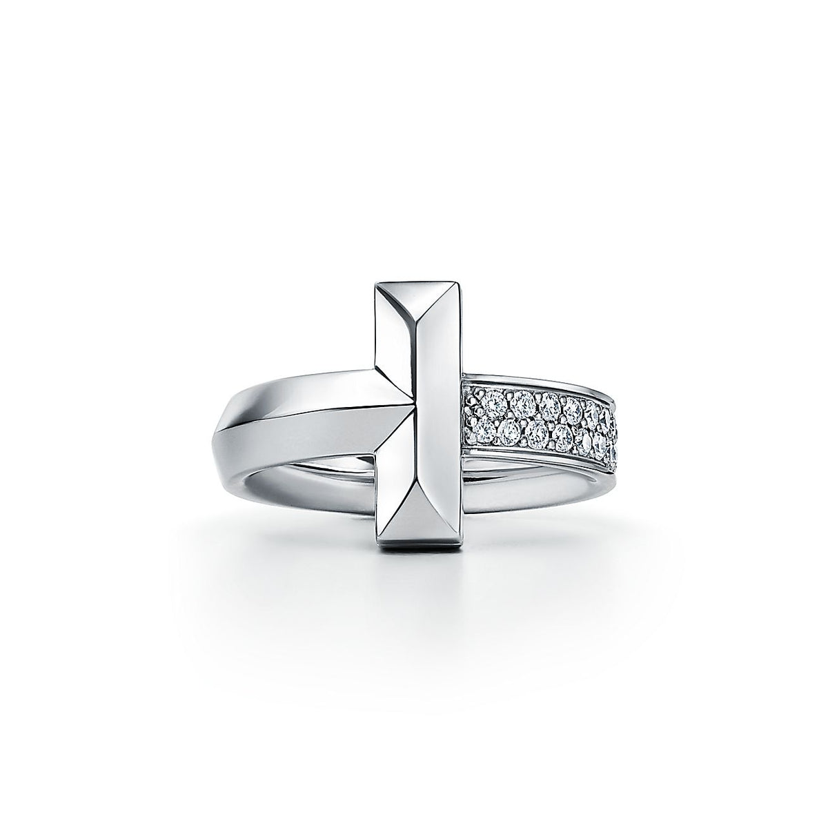 18K T Narrow Pave Ring