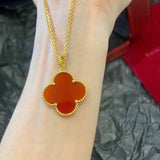 18K Magic Alhambra One Motifs Carnelian Clover Necklace