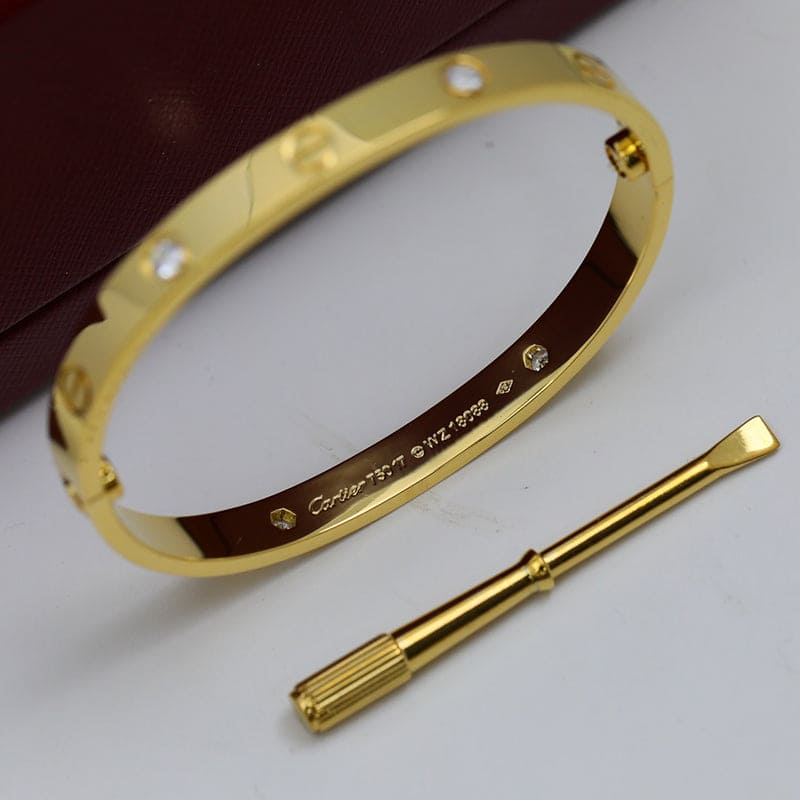 18K Yellow Gold Four Diamonds Love Bracelet