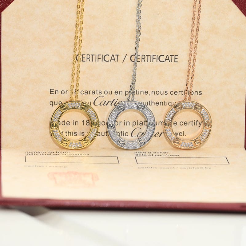 18K Love Diamond-Paved Necklace