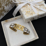 18K CD Vintage Crystal Cuff Bracelet