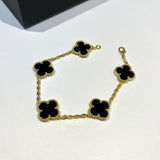 18K Vintage Alhambra Five Motifs Black Clover Bracelet