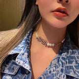 18K CD Pearl & Crystal J'Adior Choker Necklace