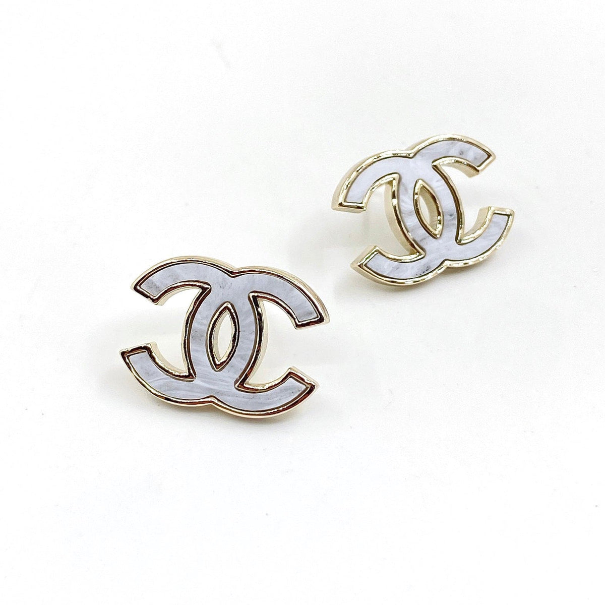 18K CC Marble Earrings