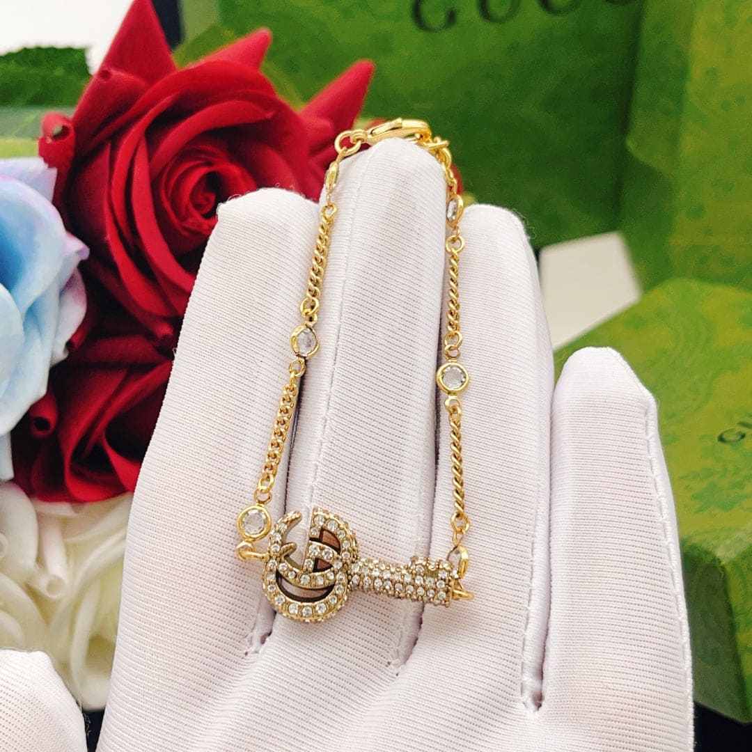 18K GG Crystal Key Bracelet