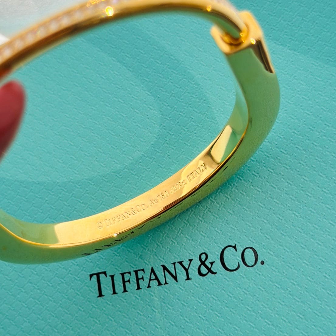 18K T Lock Bangle Full Pave Diamonds Bracelet