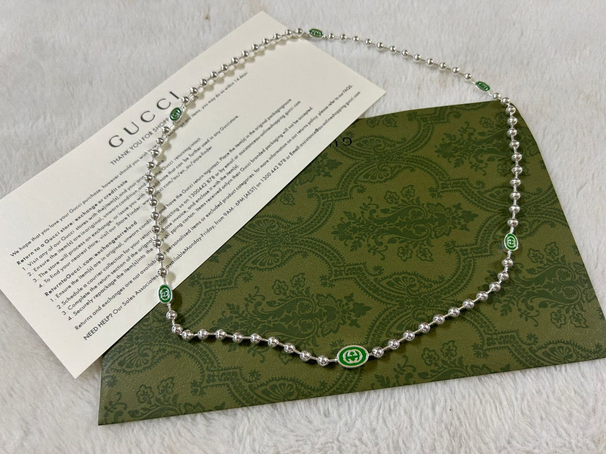 GG Interlocking G Green Necklace