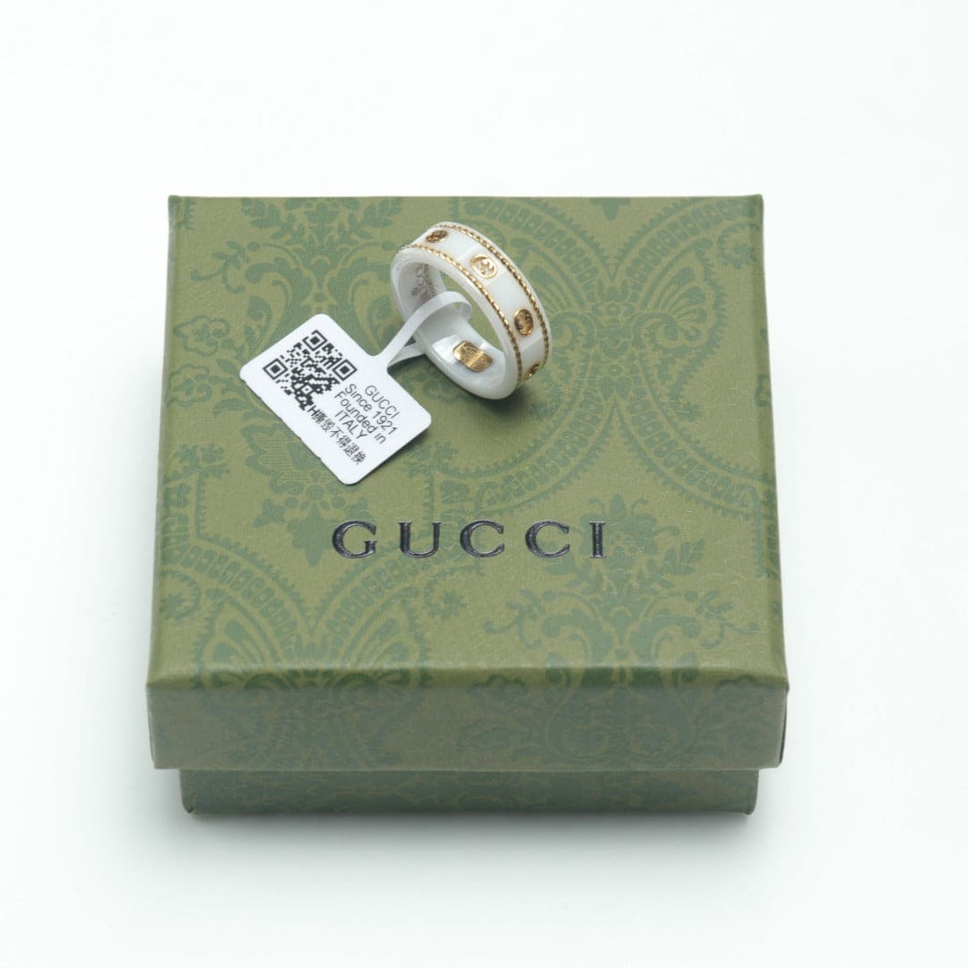 18K GG Interlocking G Icon White Zirconia Ring