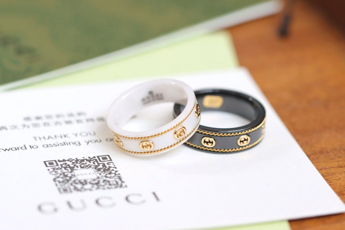18K GG Interlocking G Icon White Zirconia Ring