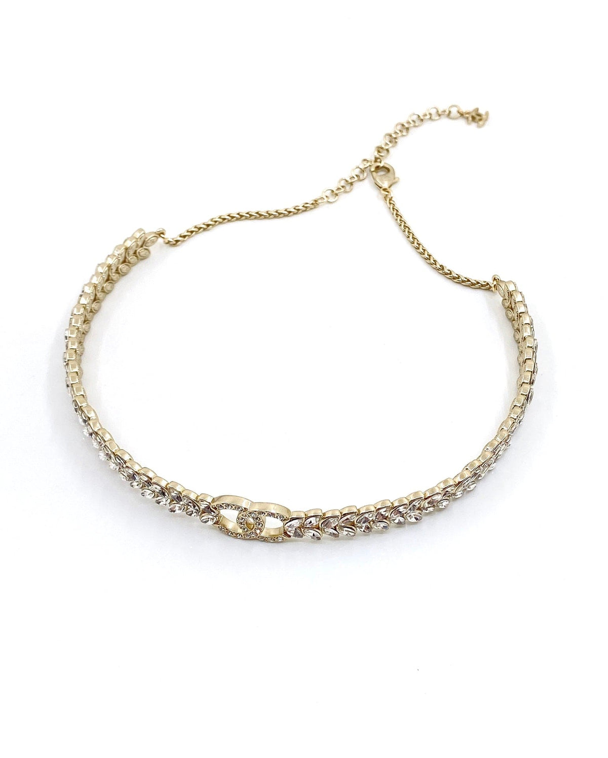 18K CC Chain Choker Diamonds Necklace