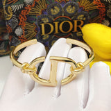 18K CD Navy Logo Bangle Open Cuff Bracelet