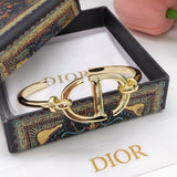 18K CD Navy Logo Bangle Open Cuff Bracelet