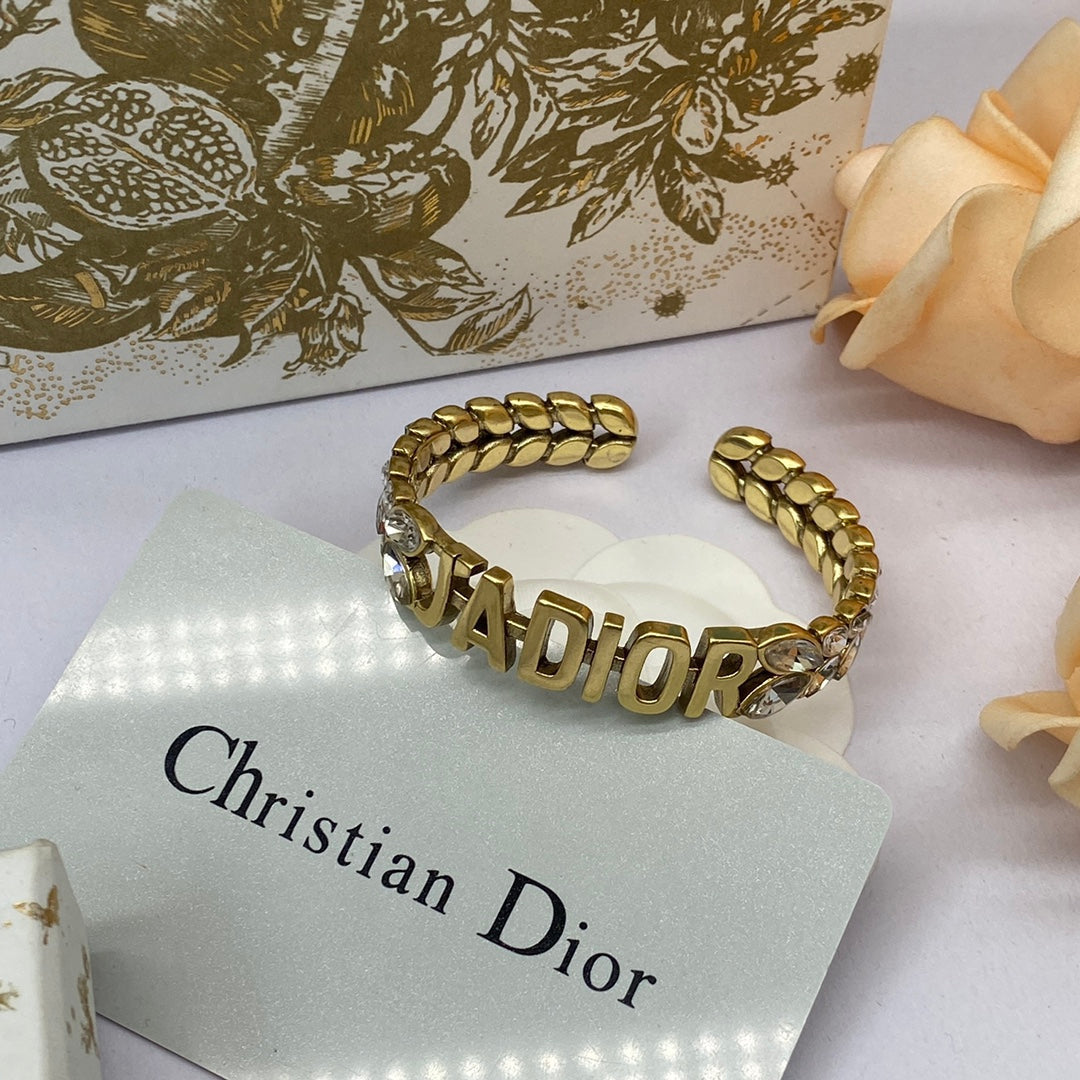 18K CD Crystal Open Cuff Bracelet