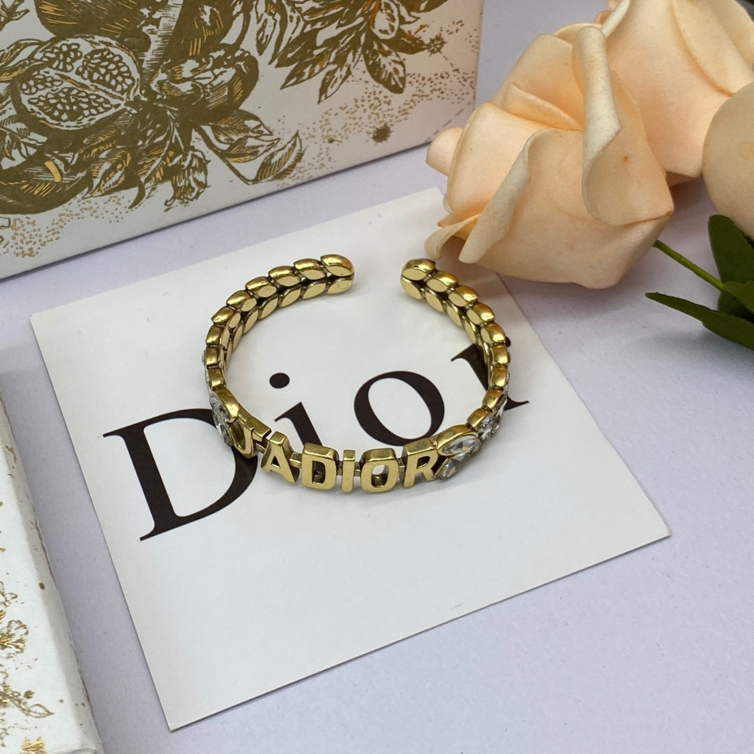 18K CD Crystal Open Cuff Bracelet