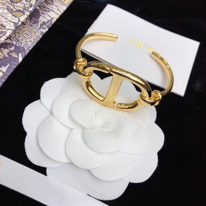 18K CD Navy Logo Bangle Open Cuff Bracelet
