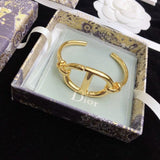 18K CD Navy Logo Bangle Open Cuff Bracelet