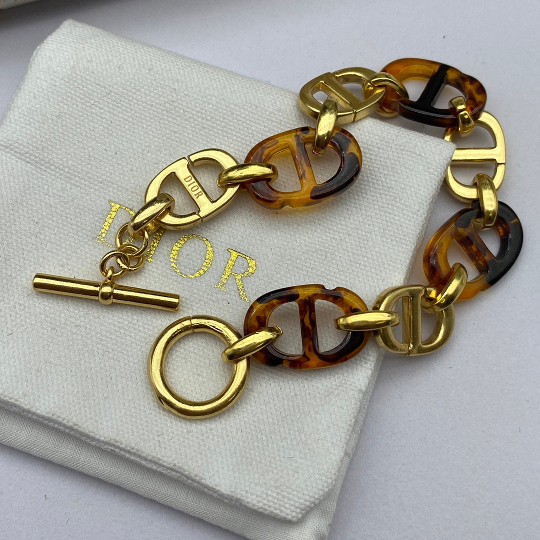 18K CD Navy Resin Bracelet