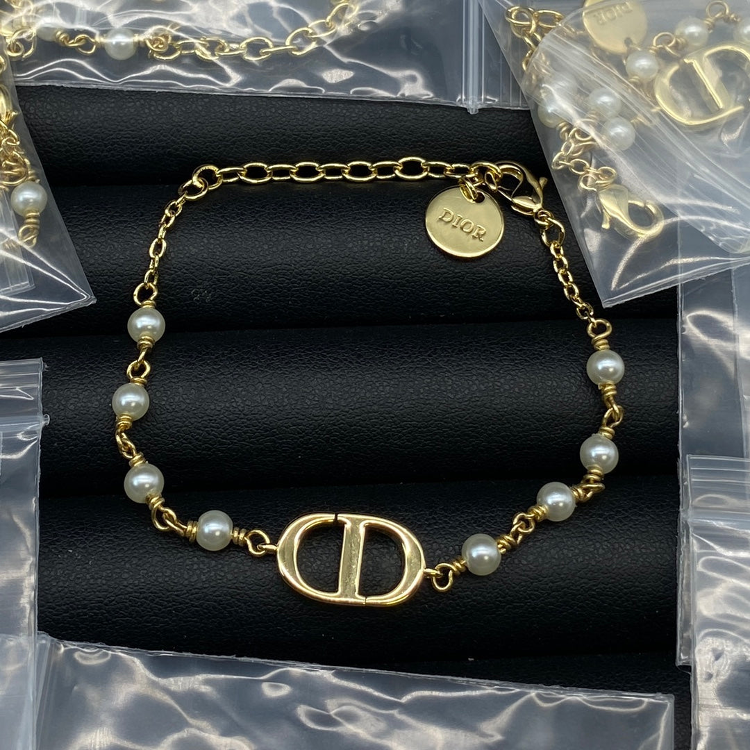 18K Petit CD Pearls Bracelet