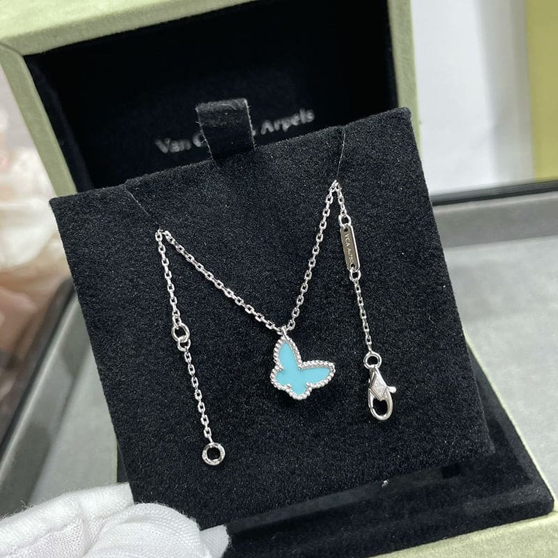 18K Sweet Alhambra Blue Butterfly Necklace