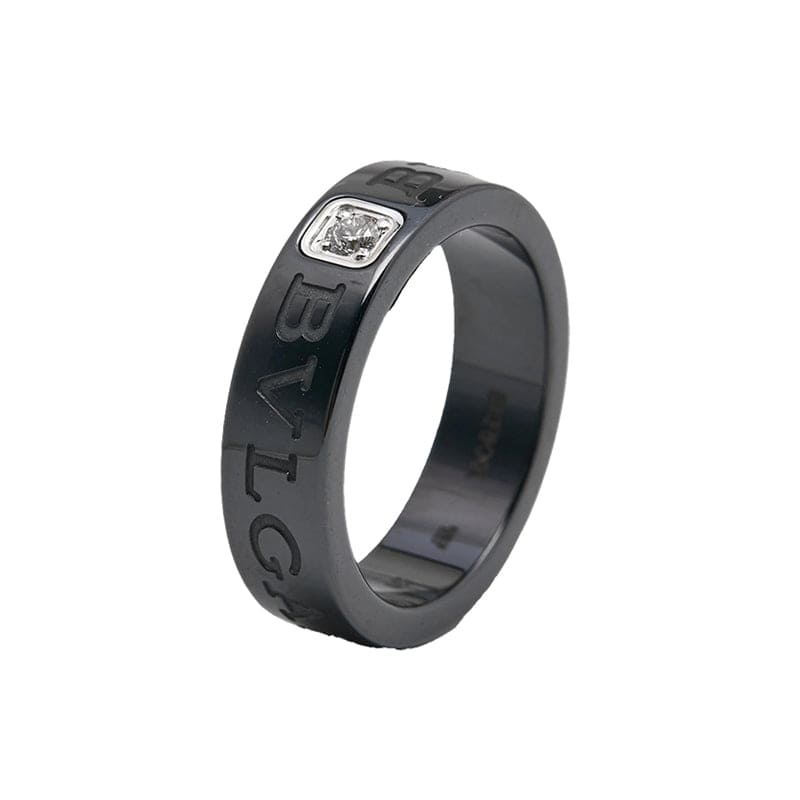 18K White Gold BV Black Ceramic Diamond Ring