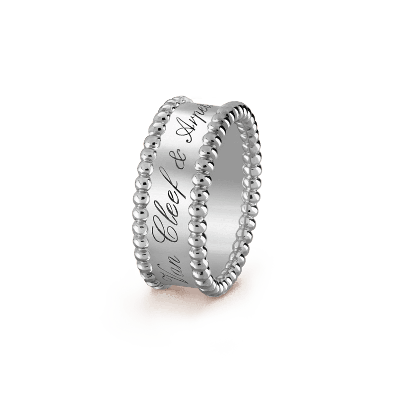 18K White Gold Perlée Signature Ring