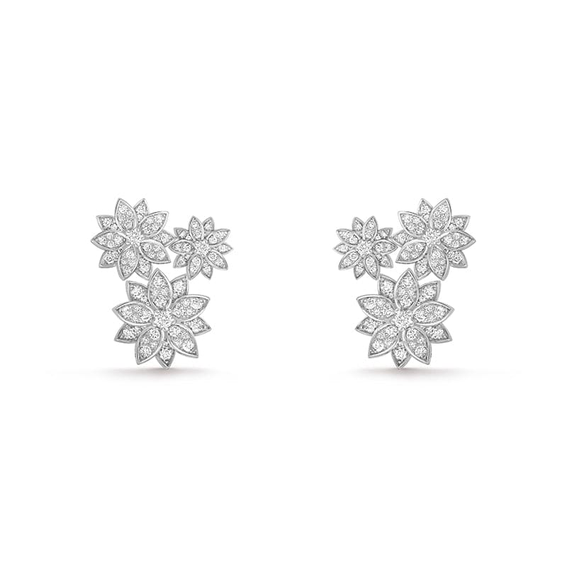 18k Van Cleef & Arpels Lotus Three Flowers Earrings