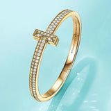 18K T1 Wide Diamond Bangle Bracelet