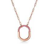 18K T Lock Pink Pave Diamonds Necklace