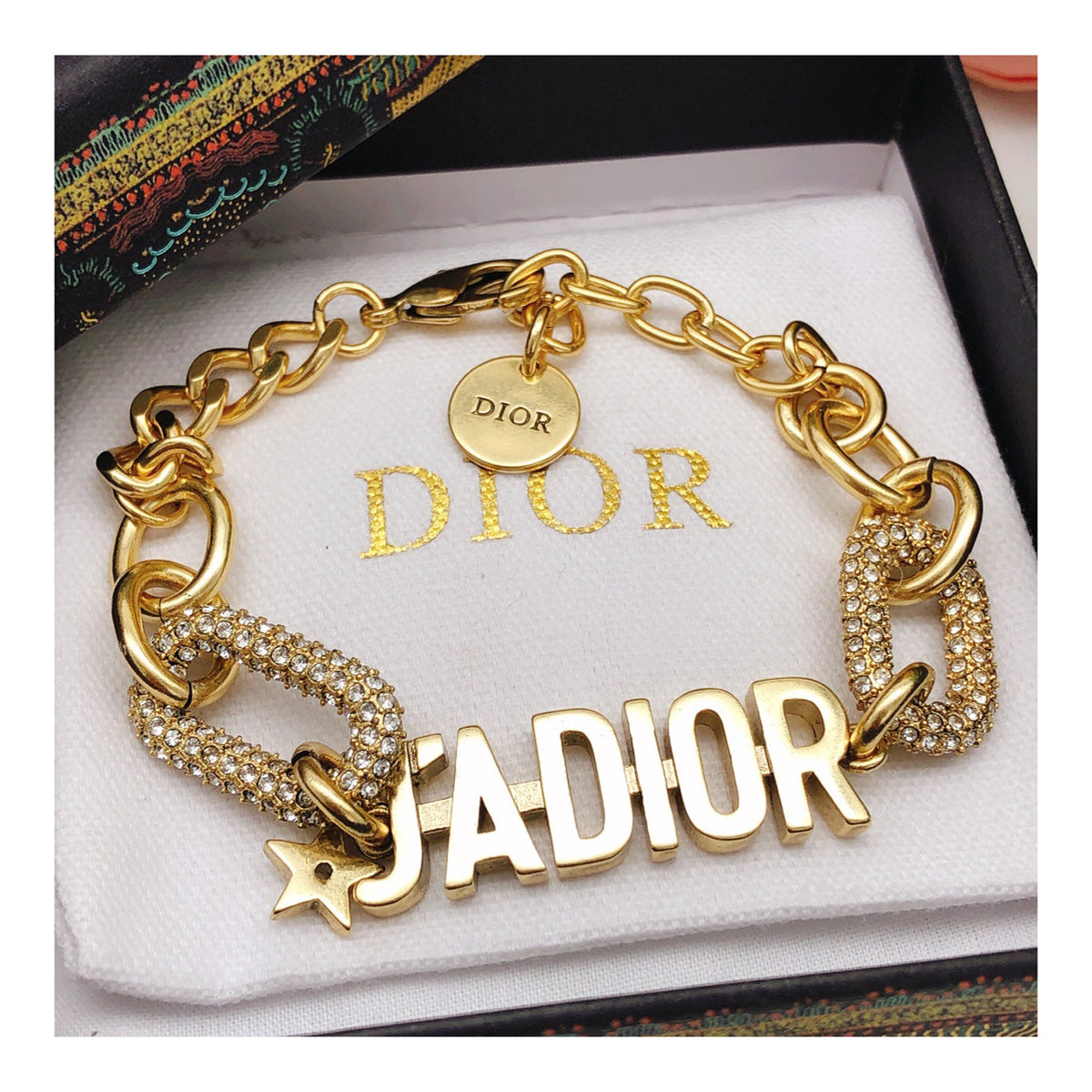 18K CD J'adior Chain Link Bracelet