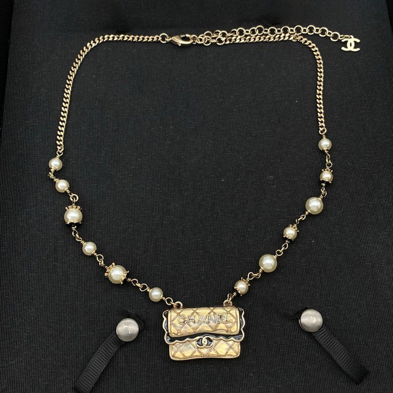 18K CC Bag Pearl Necklace