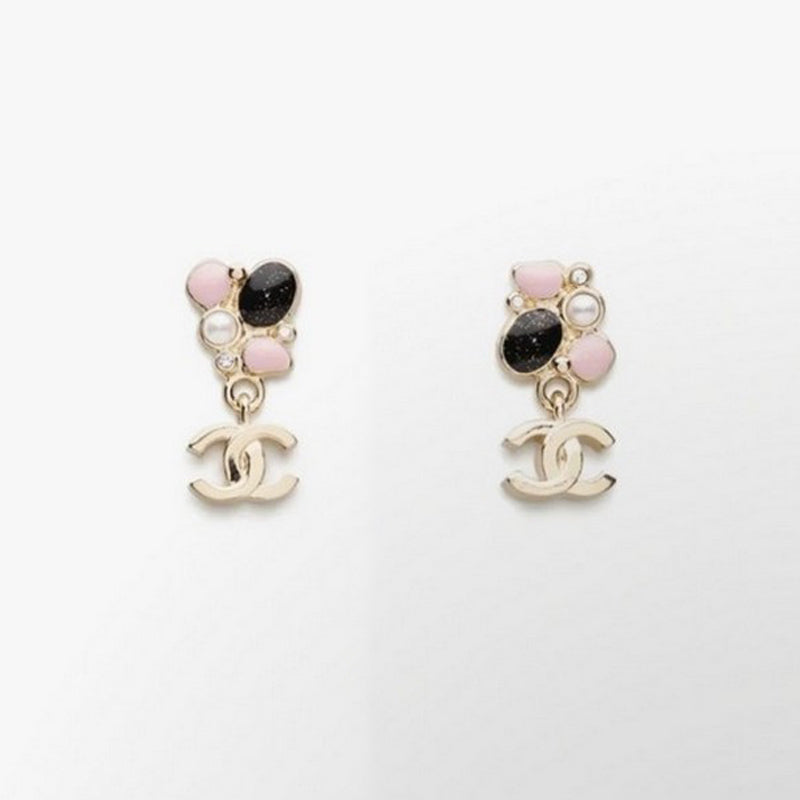 18K CC 25K Black & Pink Gold Earrings