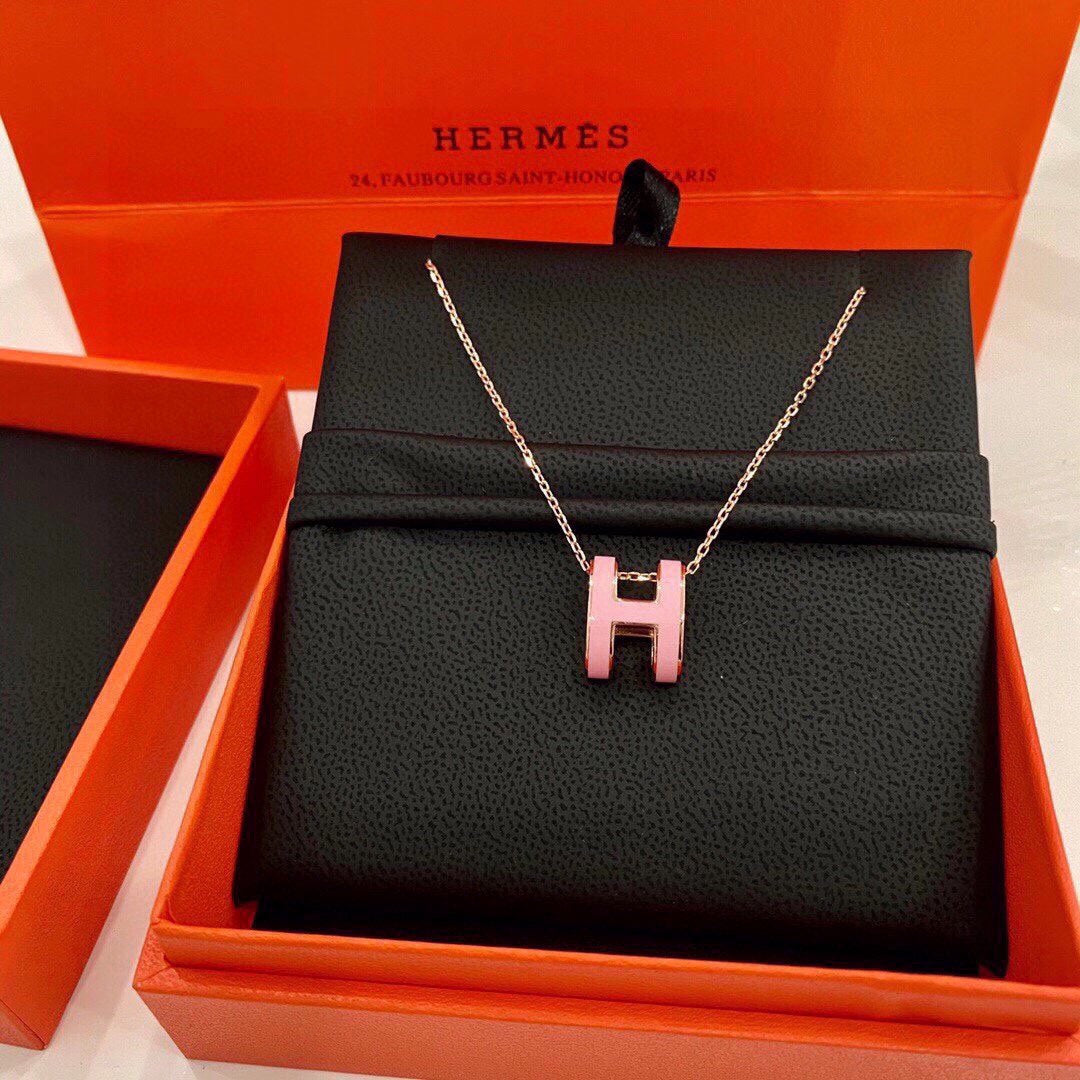 18K Mini Pop H Pink Necklace