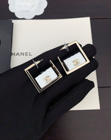 18K CC White Bag Pendant Earrings