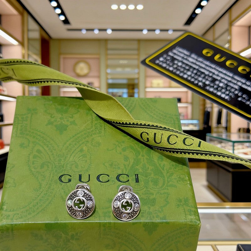 18K GG Gold Diamond Earrings