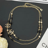 18K CC Black Pearl Long Necklace