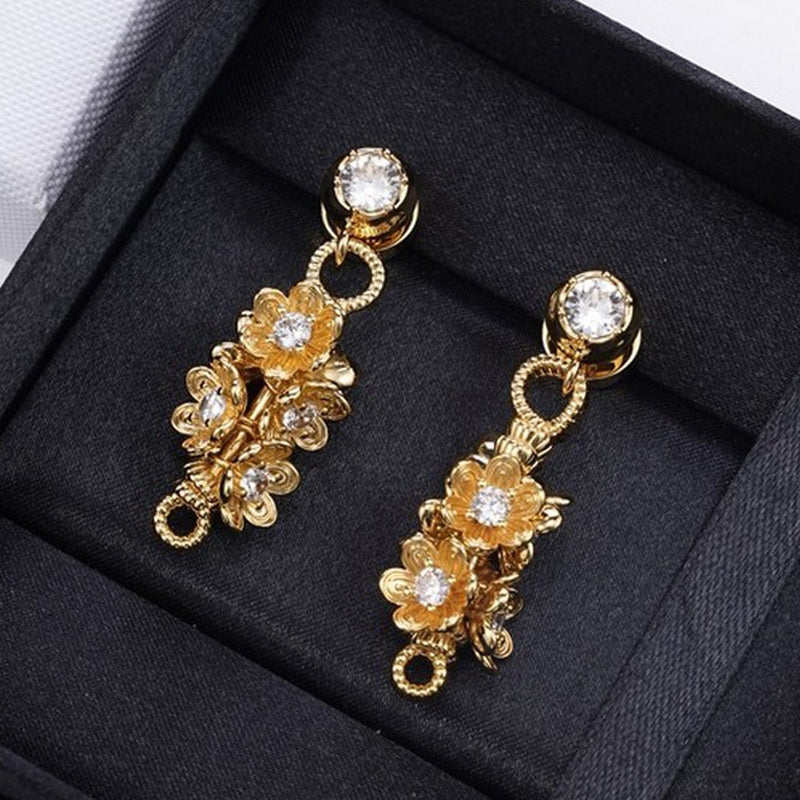 18K Miu Gold Flower Earrings