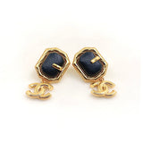18K CC Pendant Leather Earrings
